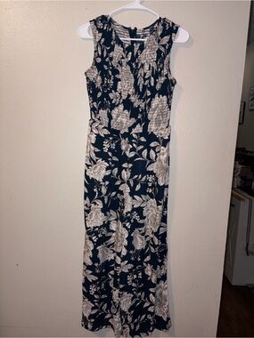 Calvin Klein Navy Blue Floral Maxi Dress